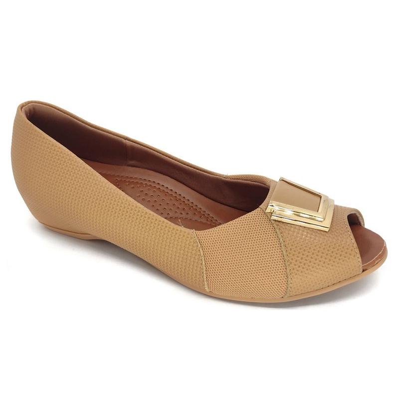 Sapato Peep Toe Usaflex Joanete Couro Tresse N2289 - Peep